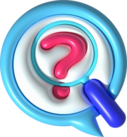 ilustración 3d. aumentador vaso en pregunta icono. el concepto de buscando para deseado pregunta png