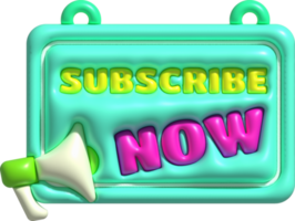 illustration 3D subscribe icon. Subscribe button. 3D element. png