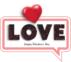 White paper speech bubble with text love and red hearts. Valentine's day background. png