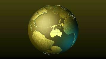 A golden Earth globe rotates - Loop video