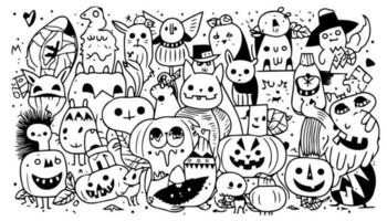 Halloween landscape kids coloring page vector