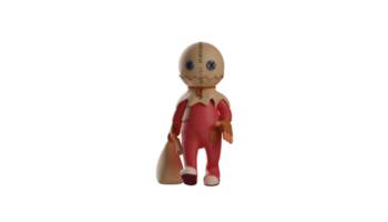 3D illustration. Cool Trick r Treat 3D Cartoon Character. Trick r Treat walked while carrying a sack. Trick r Treat wore a calm yet terrifying expression. 3d cartoon character png