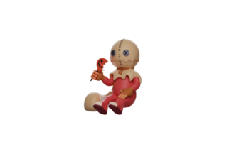 3D illustration. Trick r Treat 3D Cartoon Character. Boy in the Trick r Treat costume sat there blankly. Trick r Treat look very scary. Trick r Treat cartoon scares everyone. 3d cartoon character png