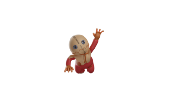 3D illustration. Scary Trick r Treat 3D Cartoon Character. Trick r Treat on all fours. Trick r Treat crawls and scares everyone who sees it. 3d cartoon character png