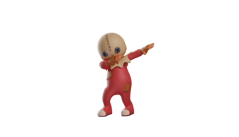 3D illustration. Cheerful Trick r Treat 3D Cartoon Character. Trick r Treat with DAB pose. Trick r Treat is happy and wants to show it to everyone who sees it. 3d cartoon character png