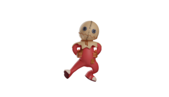 3D illustration. Agile Trick r Treat 3D Cartoon Character. Trick r Treat gymnastic pose. Trick r Treat put his hands on his waist and put one leg forward. 3d cartoon character png