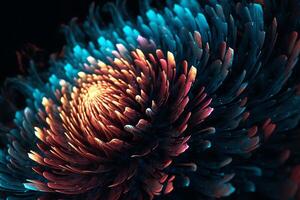 Geometrical digital 3d render fractal amoled texture with high contrasted bloom effect chaotic flow collection. photo