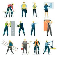 Building construction worker, contractor, engineer, architect, builder. Professional maintenance, home renovation and repair workers Vector set