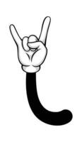 Rock and roll gesture cartoon hand black white isolated vector