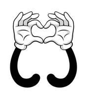 Comic hands both formed shape of heart vector