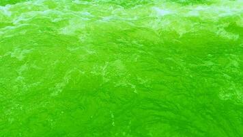 Light green water with ripples on the surface. Defocus blurred transparent colored clear calm water surface texture with splashes and bubbles. Water waves with shining pattern texture background. video