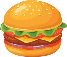 Burger with meat and cheese isolated on white vector