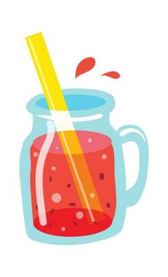 Fruits smoothie in glass jar with straw