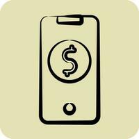 icono móvil bancario. relacionado a sin contacto símbolo. glifo estilo. sencillo diseño editable. sencillo ilustración vector