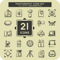 Icon Set Photography. related to Photography symbol. hand drawn style. simple design editable. simple illustration vector