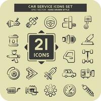Icon Set Car Service. related to Car Service symbol. Glyph Style. repairin. engine. simple illustration vector