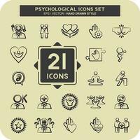 Icon Set Psychological. related to Psychological symbol. glyph style. simple illustration. emotions, empathy, assistance vector