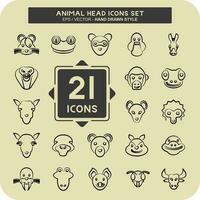 Icon Set Animal Head. related to Education symbol. glyph style. simple design editable. simple illustration vector