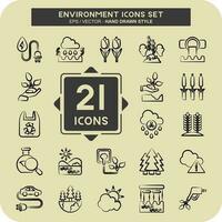 Icon Set Environment. related to Environment symbol. glyph style. simple illustration. conservation. earth. clean vector