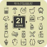Icon Set Eid Al Fitr. related to Education symbol. glyph style. islamic. ramadhan. simple illustration vector