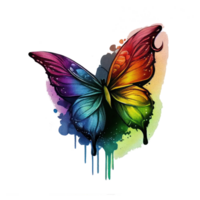 aquarelle papillon arc en ciel . ai généré png