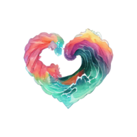 watercolor heart on stormy sea . png