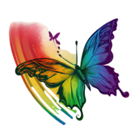 aquarelle papillon arc en ciel . ai généré png