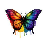 aquarelle papillon arc en ciel . ai généré png