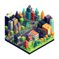 simple three dimensional top view of big city commercial buildings urban infrastructure . png