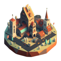medieval city isometric png