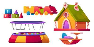 Kids playroom furniture and equipment set isolated vector