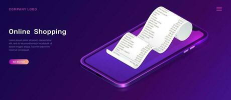 en línea compras, isométrica concepto para móvil aplicación vector