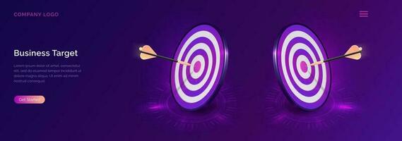 Business target isometric, dart board with arrow vector