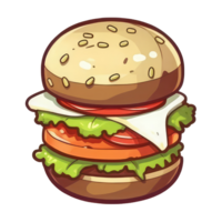 hamburguesa con carne, tomate, lechuga, queso, y salsa . ai generado png
