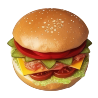 Burger avec Viande, tomate, laitue, fromage, et sauce . ai généré png
