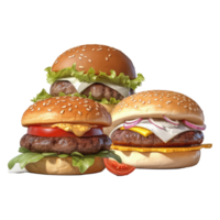 burger with meat, tomato, lettuce, cheese, and sauce . png