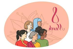 Diverse women celebrate international women day vector