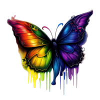 watercolor butterfly rainbow . png