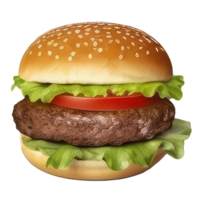 Burger mit Fleisch, Tomate, Kopfsalat, Käse, und Soße . ai generiert png