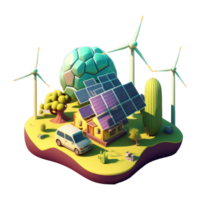 renewable energy with green energy as wind turbines and solar panels . png