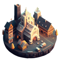 medieval city isometric png