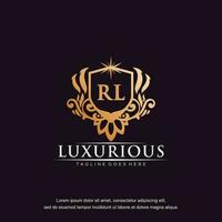 RL initial letter luxury ornament gold monogram logo template vector art.