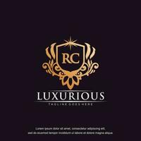 RC initial letter luxury ornament gold monogram logo template vector art.