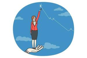 Businesswoman get helping hand reach goal vector