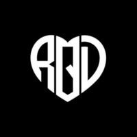 RQD creative love shape monogram letter logo. RQD Unique modern flat abstract vector letter logo design.