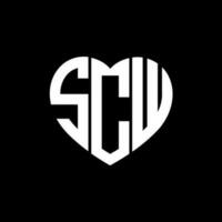 SCW creative love shape monogram letter logo. SCW Unique modern flat abstract vector letter logo design.