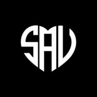 SAV creative love shape monogram letter logo. SAV Unique modern flat abstract vector letter logo design.