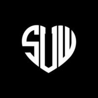 SUW creative love shape monogram letter logo. SUW Unique modern flat abstract vector letter logo design.