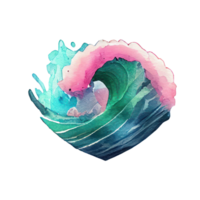 watercolor heart on stormy sea . png