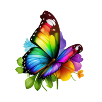 aquarelle papillon arc en ciel . ai généré png